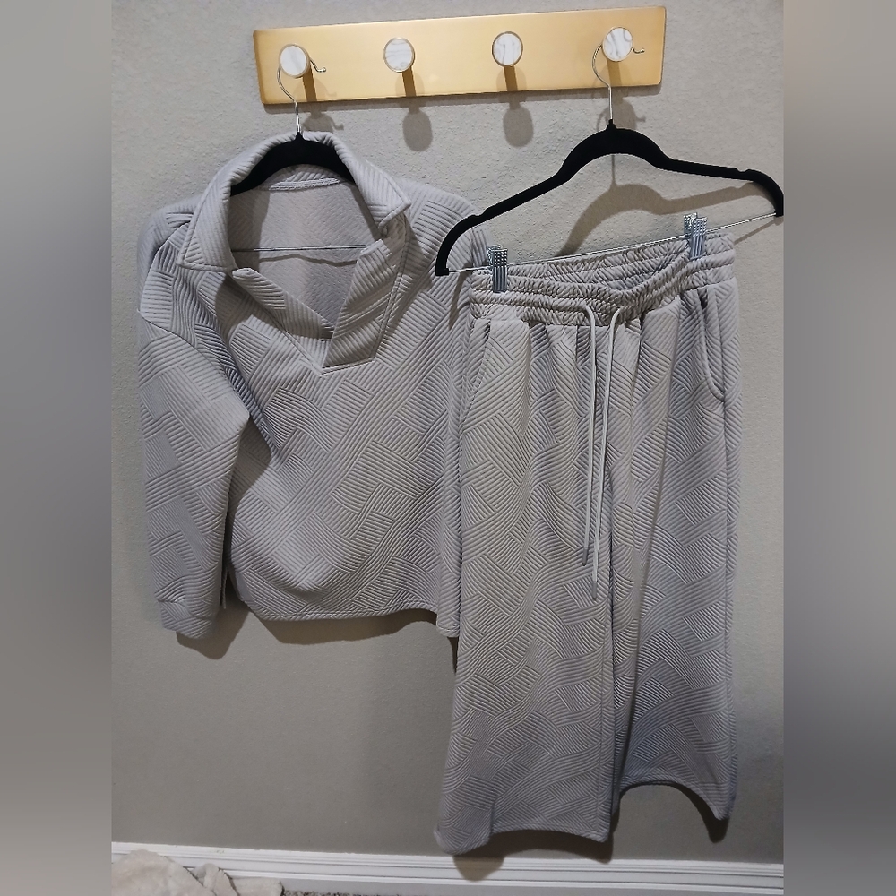 Textured Grey Loungewear Set